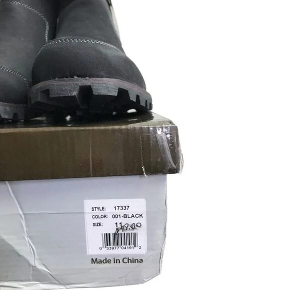 MUK LUKS‎ Boots Mens 11 Black Ankle Faux Suede Shearling Lined Zipper Lug Sole